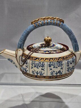 Vintage NINI Hand Painted Blue and White Mini Teapot